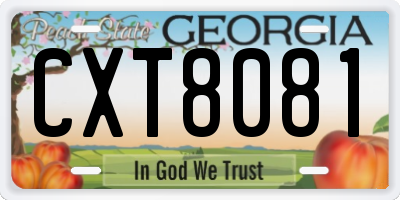GA license plate CXT8081