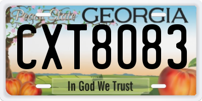 GA license plate CXT8083