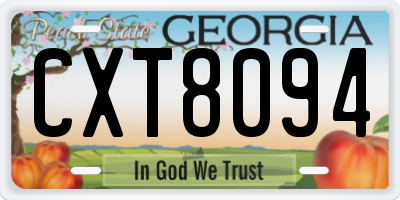 GA license plate CXT8094