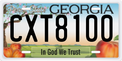 GA license plate CXT8100