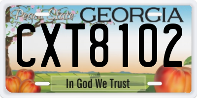 GA license plate CXT8102