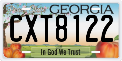 GA license plate CXT8122