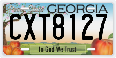 GA license plate CXT8127