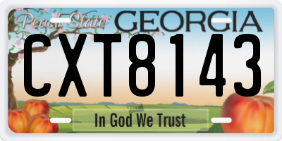 GA license plate CXT8143