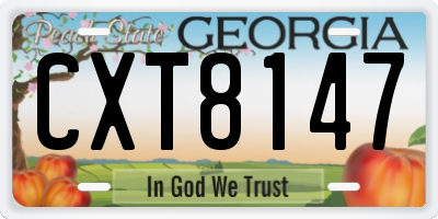 GA license plate CXT8147