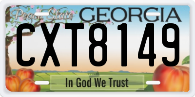 GA license plate CXT8149