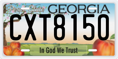 GA license plate CXT8150