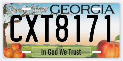 GA license plate CXT8171