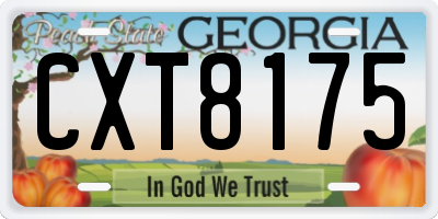 GA license plate CXT8175