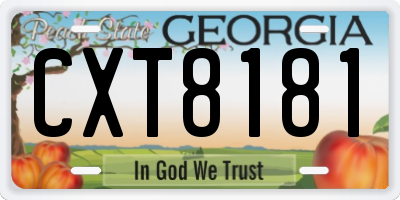 GA license plate CXT8181