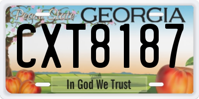 GA license plate CXT8187