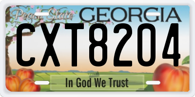 GA license plate CXT8204