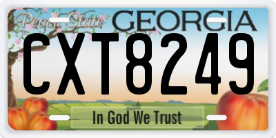 GA license plate CXT8249