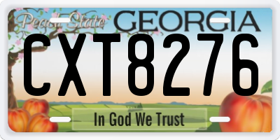 GA license plate CXT8276