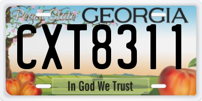 GA license plate CXT8311