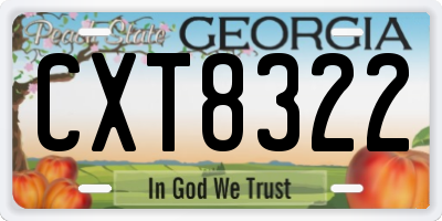 GA license plate CXT8322