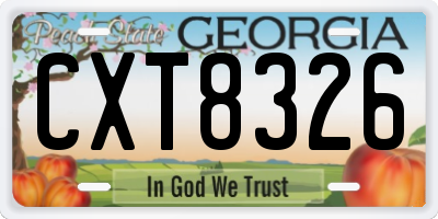 GA license plate CXT8326