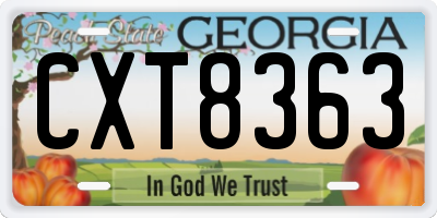 GA license plate CXT8363