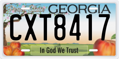 GA license plate CXT8417