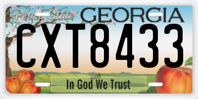 GA license plate CXT8433