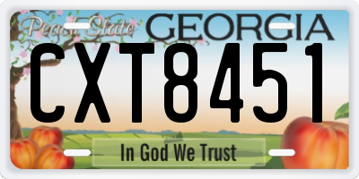 GA license plate CXT8451