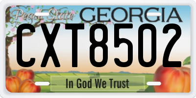GA license plate CXT8502