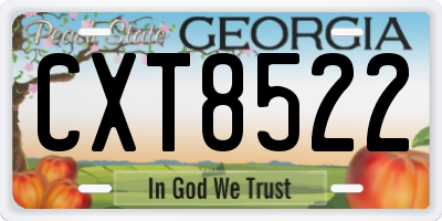 GA license plate CXT8522