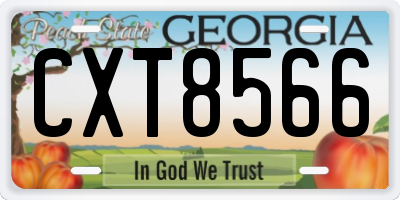 GA license plate CXT8566