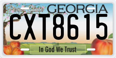 GA license plate CXT8615