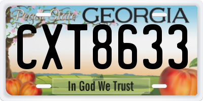 GA license plate CXT8633