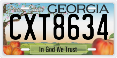 GA license plate CXT8634
