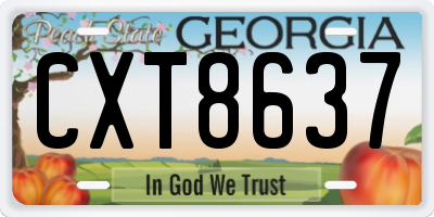 GA license plate CXT8637