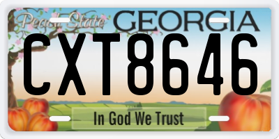 GA license plate CXT8646