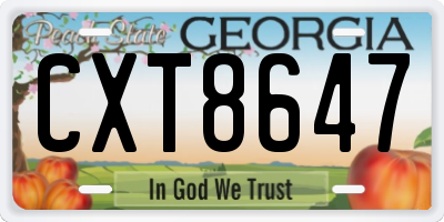 GA license plate CXT8647