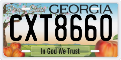 GA license plate CXT8660