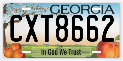 GA license plate CXT8662