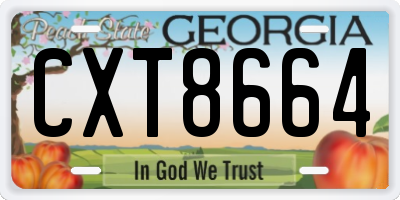GA license plate CXT8664