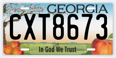 GA license plate CXT8673
