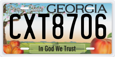 GA license plate CXT8706