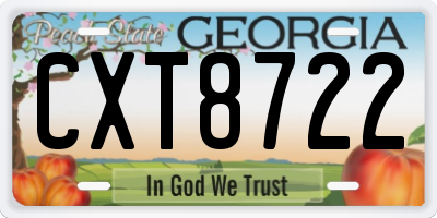 GA license plate CXT8722