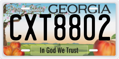 GA license plate CXT8802