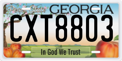 GA license plate CXT8803