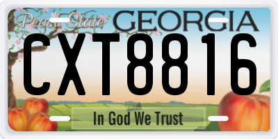 GA license plate CXT8816