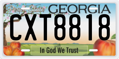 GA license plate CXT8818
