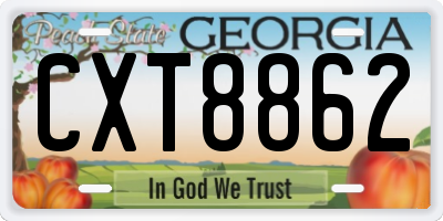 GA license plate CXT8862