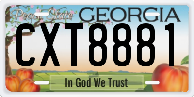 GA license plate CXT8881