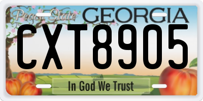 GA license plate CXT8905