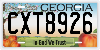 GA license plate CXT8926