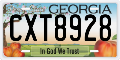 GA license plate CXT8928