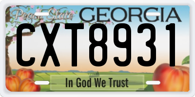 GA license plate CXT8931